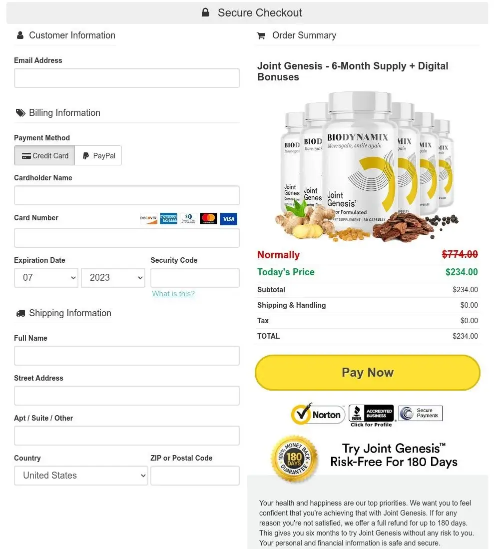 Biodynamix Joint Genesis - Order Page